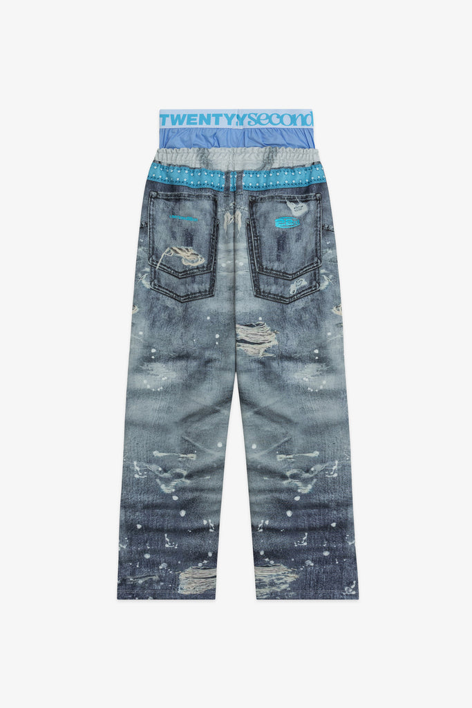 Wide Legs Denim Effect Joggers