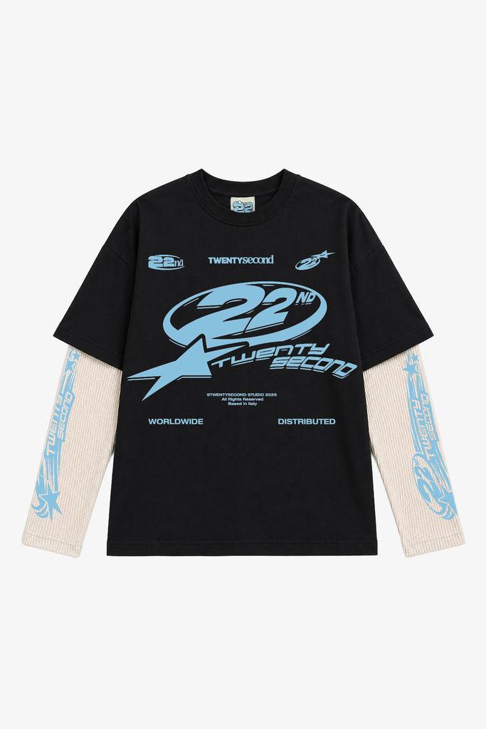 T-Shirt Doppio Strato In Waffle