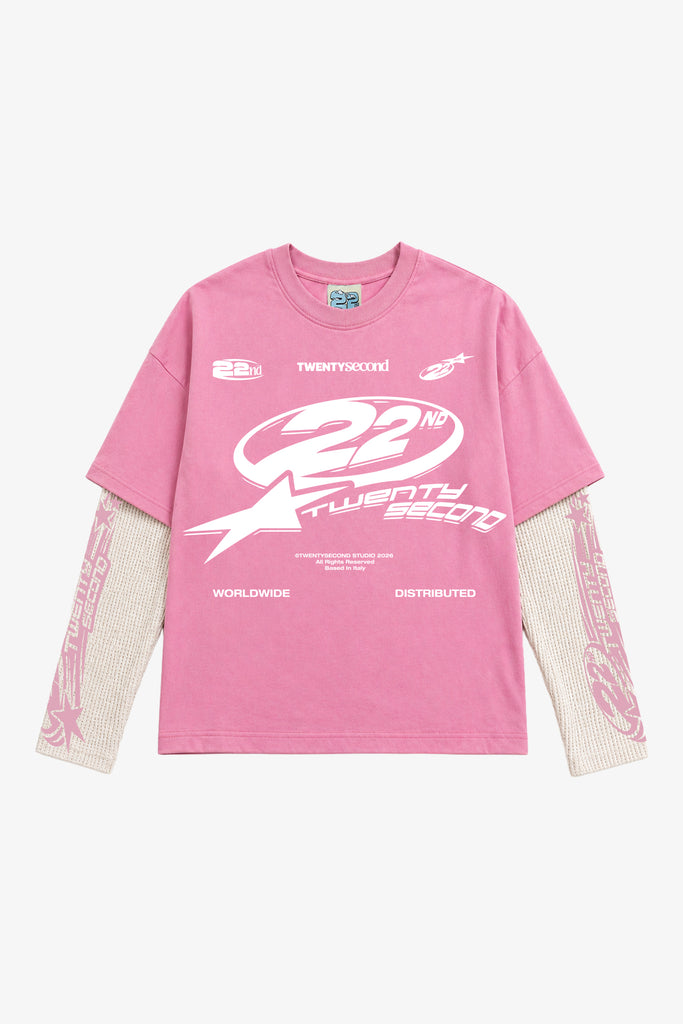 T-Shirt Doppio Strato In Waffle