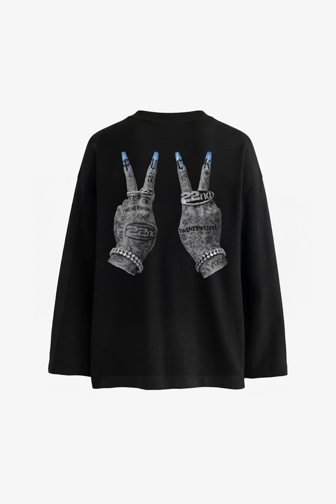 T-Shirt A Manica Lunga Con Doppia Stampa Tattoo